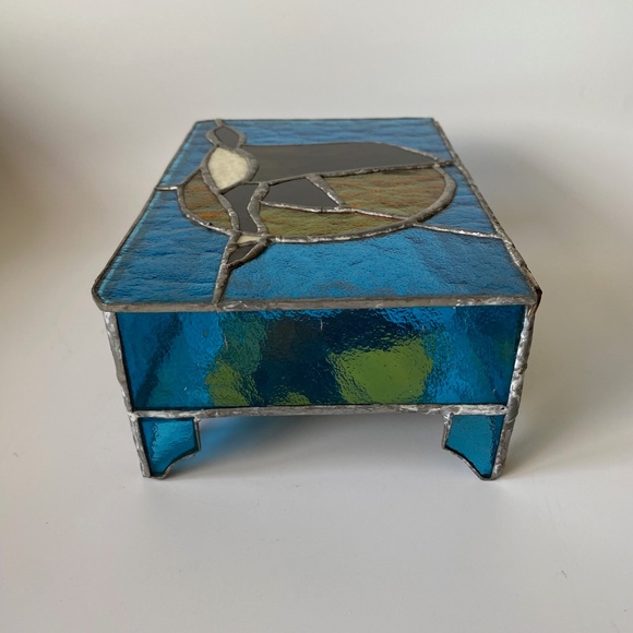 Tiffany Style Stained Glass Jewelry or Trinket Box Vintage - Picture 7 of 8